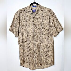 Pendleton Vintage Mens Medium Beige Patterned Button-Down Shirt Quiet Luxury 90s